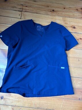 Figs Vneck blue scrub shirt top short sleeve xl